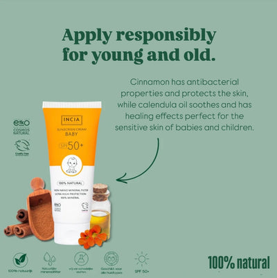 INCIA Natural Sunscreen for Baby and Child SPF50