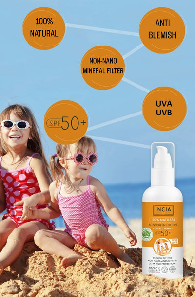 INCIA Natural Sunscreen Lotion for All Family